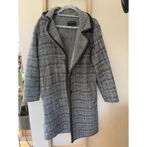 Bernardo Plaid | Houndstooth Wool Trench Coat Womens M